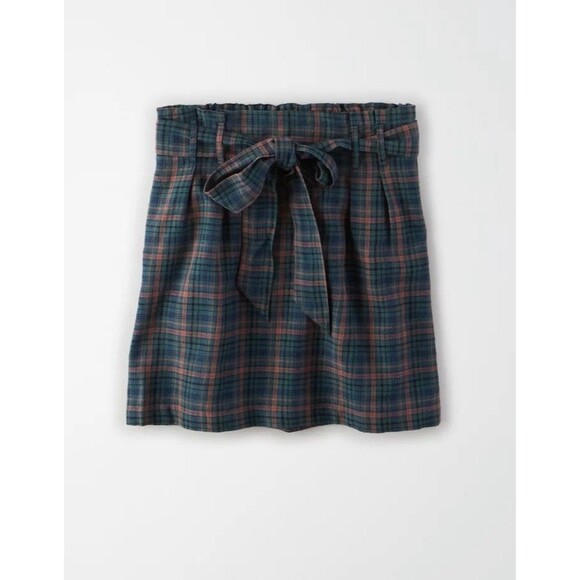 American Eagle Womens High-Waisted Plaid Mini Skirt Size S Linen Academia Preppy - Picture 11 of 12